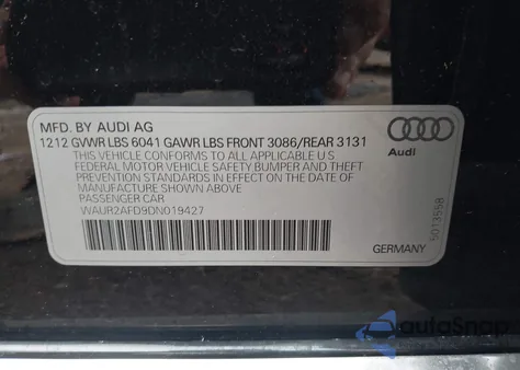 2013 Audi A8 L 4.0T from USA, damaged, VIN WAUR2AFD9DN019427